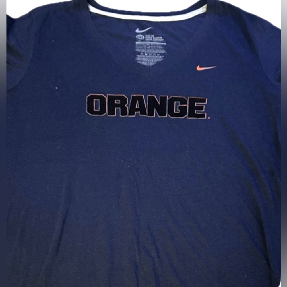 Nike Dark Blue Syracuse V-Neck Tee with Orange Accents